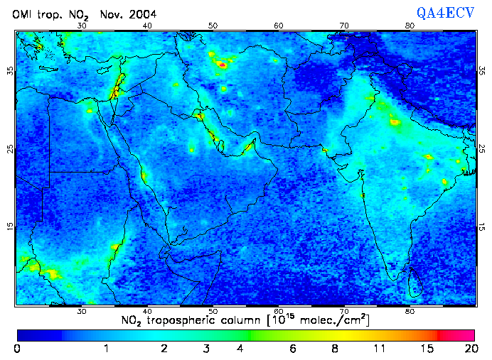 Regional Tropospheric NO2 of November 2004