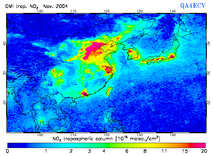 Regional Tropospheric NO2 of November 2004