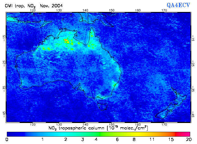 Regional Tropospheric NO2 of November 2004