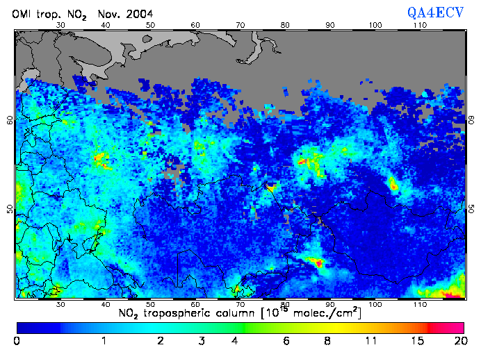 Regional Tropospheric NO2 of November 2004