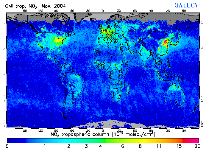 Regional Tropospheric NO2 of November 2004