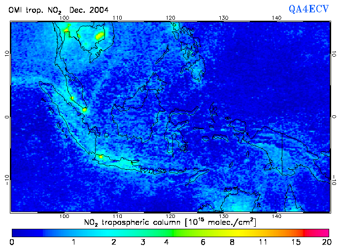 Regional Tropospheric NO2 of December 2004