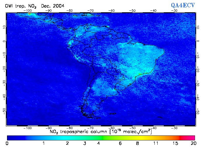 Regional Tropospheric NO2 of December 2004