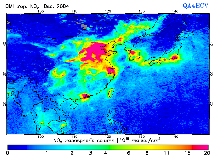 Regional Tropospheric NO2 of December 2004
