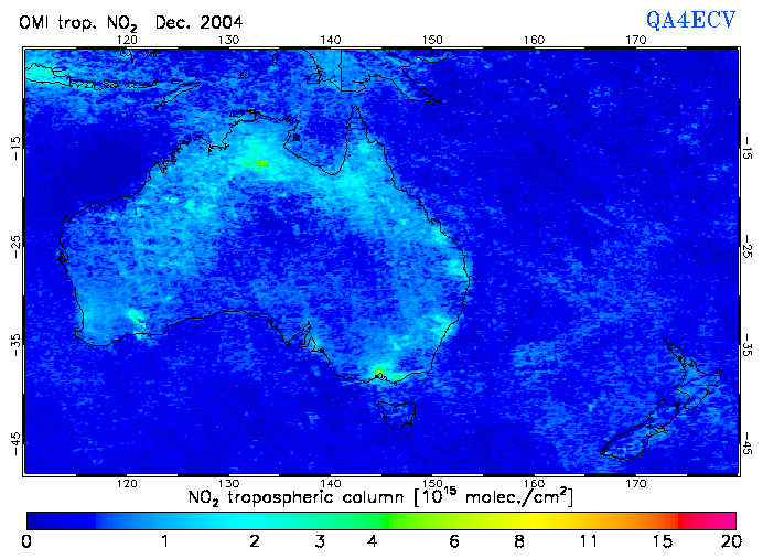Regional Tropospheric NO2 of December 2004