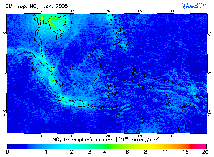 Regional Tropospheric NO2 of January 2005