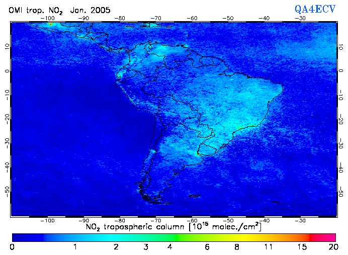 Regional Tropospheric NO2 of January 2005