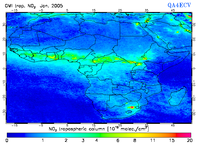 Regional Tropospheric NO2 of January 2005