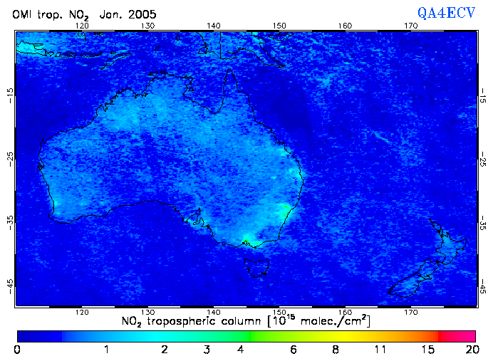 Regional Tropospheric NO2 of January 2005