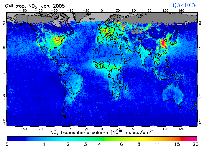 Regional Tropospheric NO2 of January 2005