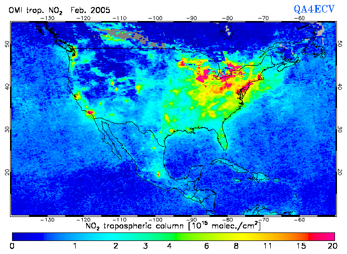 Regional Tropospheric NO2 of February 2005