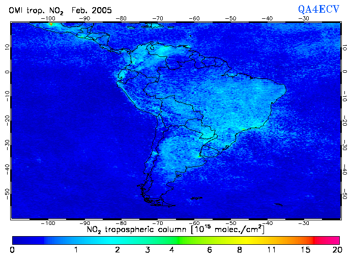 Regional Tropospheric NO2 of February 2005