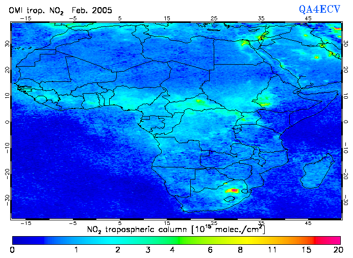 Regional Tropospheric NO2 of February 2005