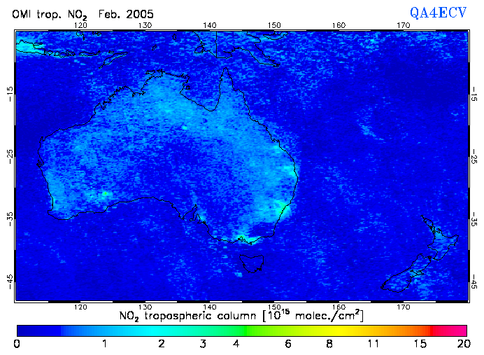 Regional Tropospheric NO2 of February 2005