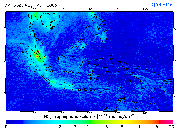 Regional Tropospheric NO2 of March 2005
