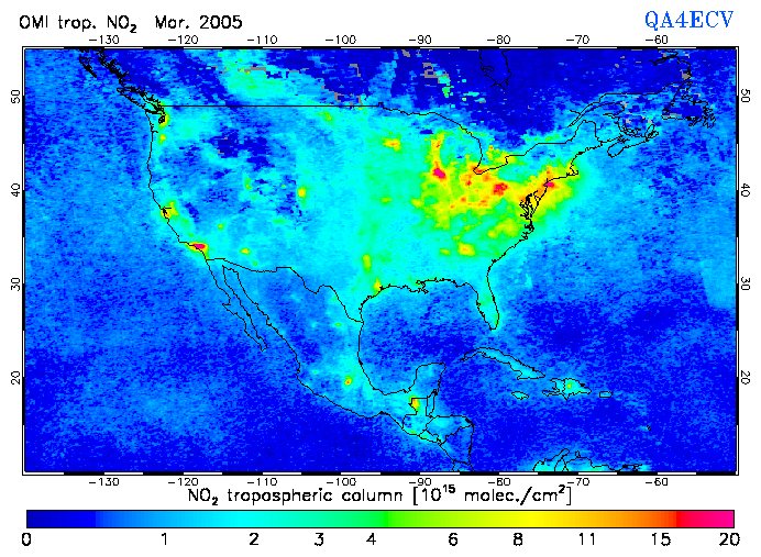 Regional Tropospheric NO2 of March 2005