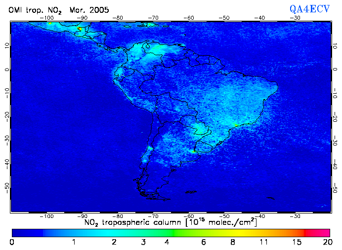 Regional Tropospheric NO2 of March 2005