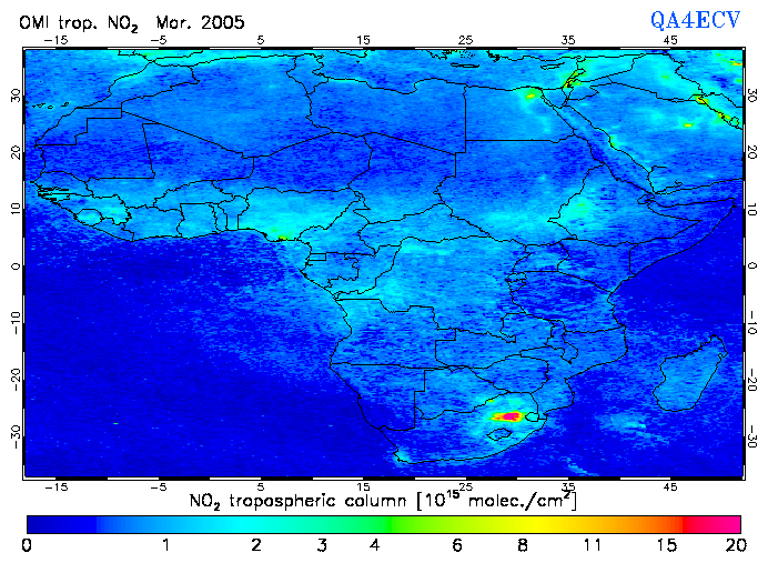Regional Tropospheric NO2 of March 2005