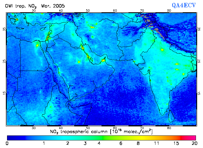 Regional Tropospheric NO2 of March 2005