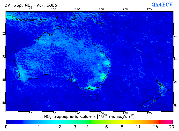 Regional Tropospheric NO2 of March 2005