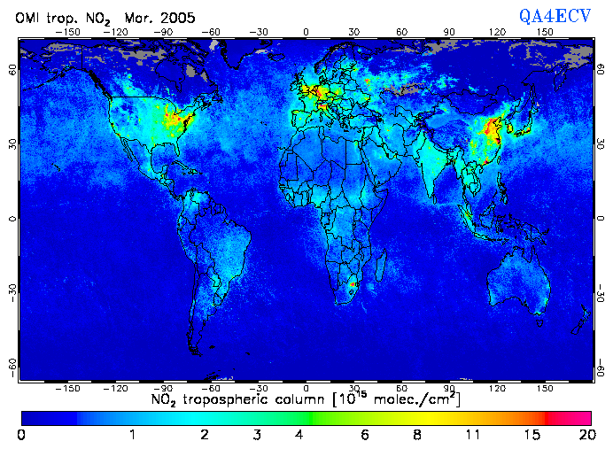Regional Tropospheric NO2 of March 2005