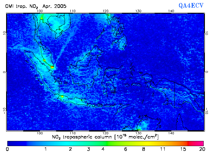 Regional Tropospheric NO2 of April 2005