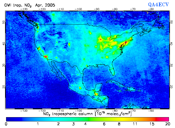 Regional Tropospheric NO2 of April 2005