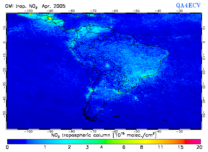 Regional Tropospheric NO2 of April 2005