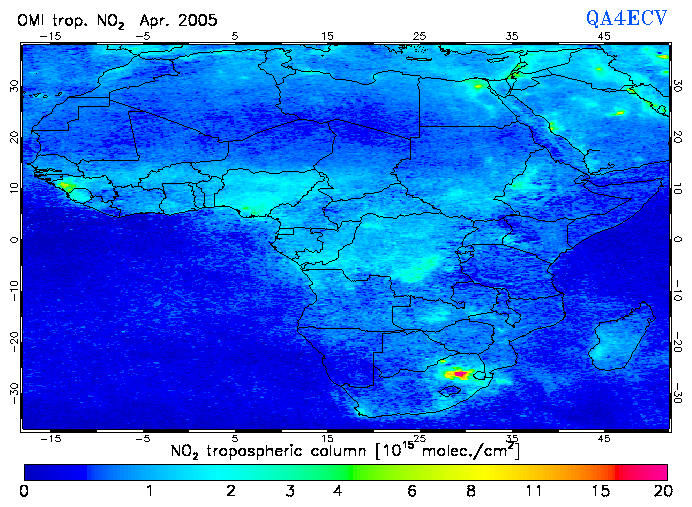 Regional Tropospheric NO2 of April 2005