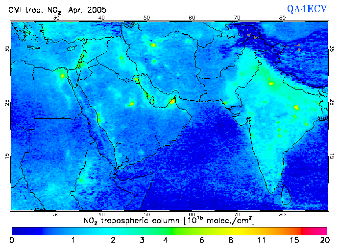 Regional Tropospheric NO2 of April 2005