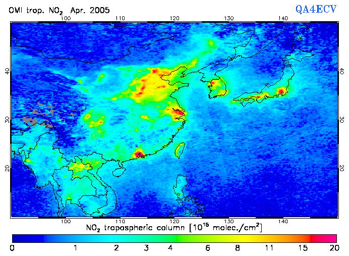Regional Tropospheric NO2 of April 2005