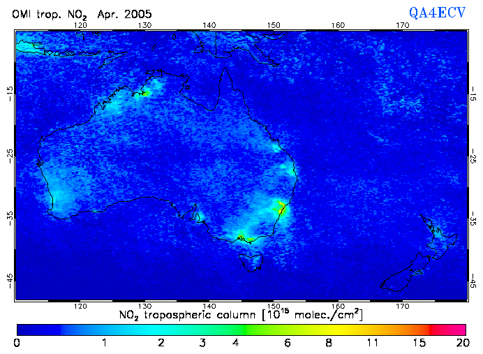 Regional Tropospheric NO2 of April 2005
