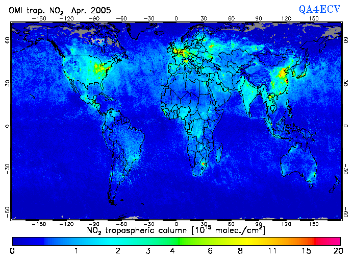 Regional Tropospheric NO2 of April 2005