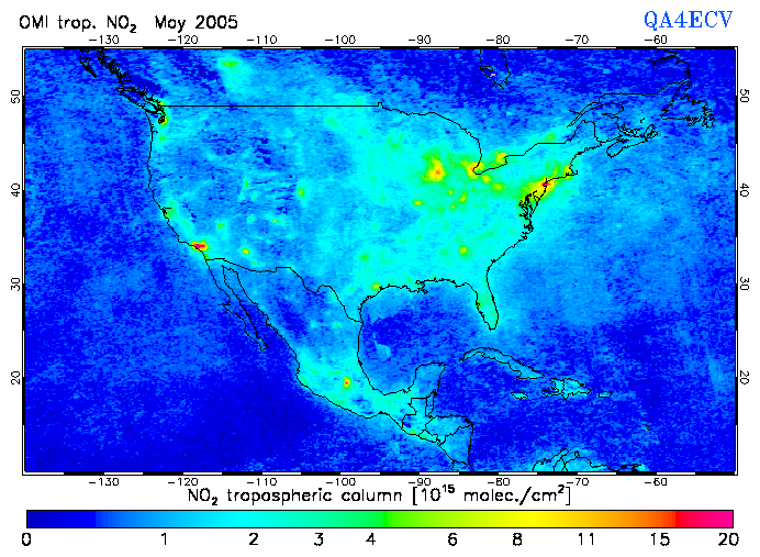 Regional Tropospheric NO2 of May 2005