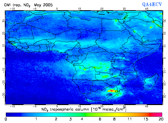 Regional Tropospheric NO2 of May 2005