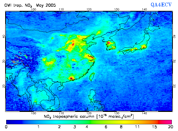 Regional Tropospheric NO2 of May 2005