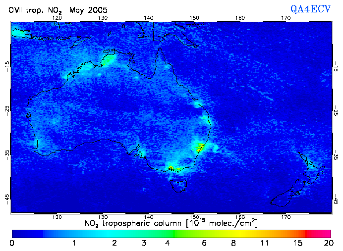 Regional Tropospheric NO2 of May 2005