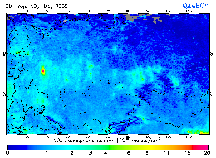 Regional Tropospheric NO2 of May 2005