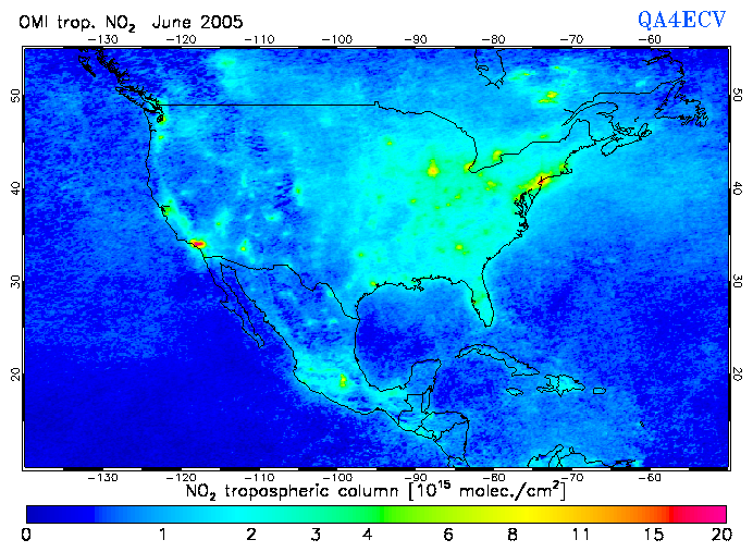 Regional Tropospheric NO2 of June 2005