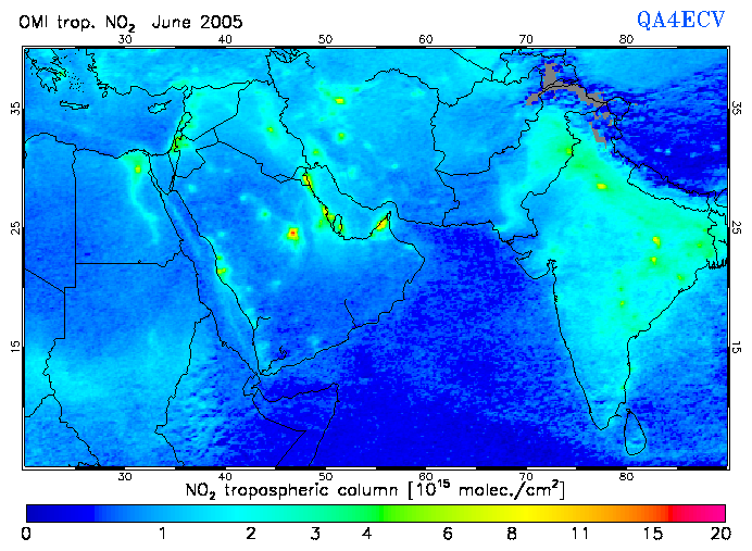 Regional Tropospheric NO2 of June 2005