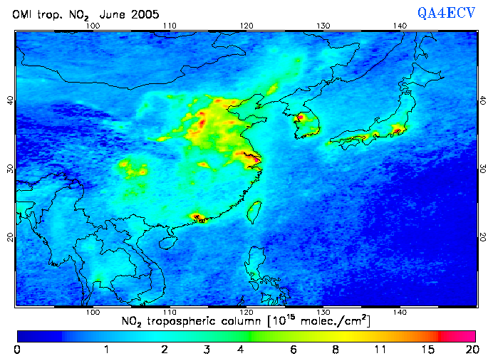 Regional Tropospheric NO2 of June 2005