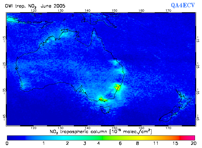 Regional Tropospheric NO2 of June 2005