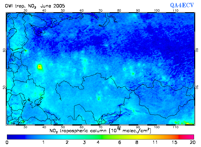 Regional Tropospheric NO2 of June 2005