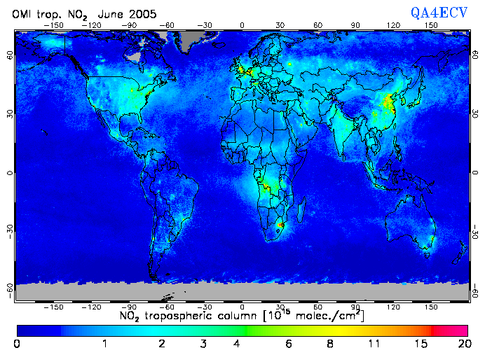 Regional Tropospheric NO2 of June 2005
