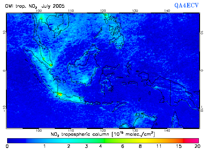Regional Tropospheric NO2 of July 2005