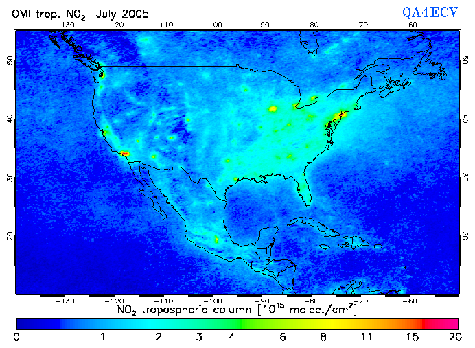 Regional Tropospheric NO2 of July 2005