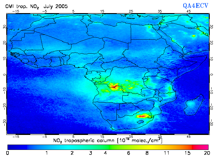 Regional Tropospheric NO2 of July 2005