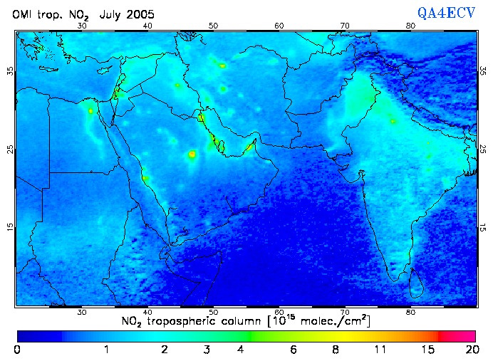 Regional Tropospheric NO2 of July 2005
