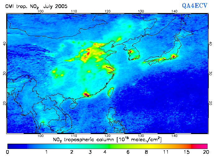 Regional Tropospheric NO2 of July 2005