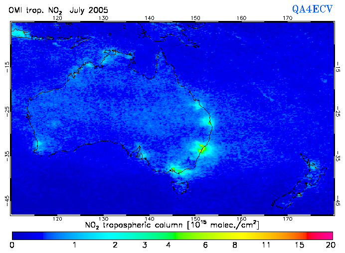 Regional Tropospheric NO2 of July 2005